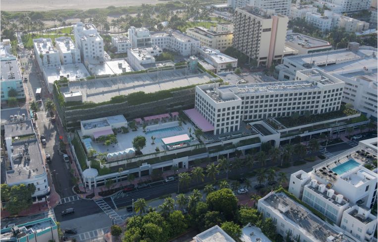 An aerial view of The Goodtime Hotel.