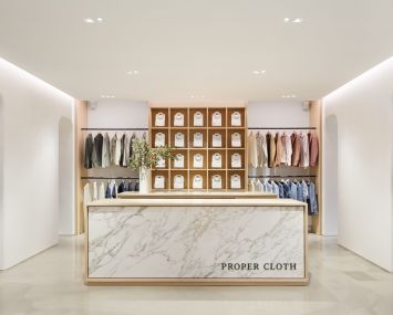 Fogarty Finger handled the design of the showroom for direct-to-consumer brand Proper Cloth.