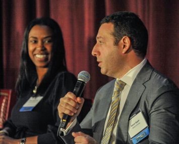 Nailah Flake-Brown and Aaron Appel during the second panel of CO'S 6TH ANNUAL FALL FINANCING CRE FORUM.