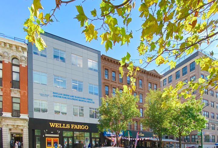 A block of buildings in Harlem.