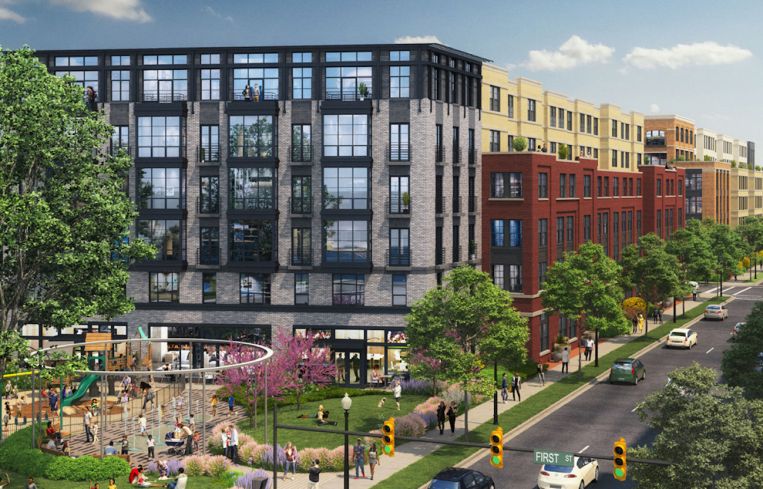 Rendering of planned mixed-use community in Old Town, Alexandria.