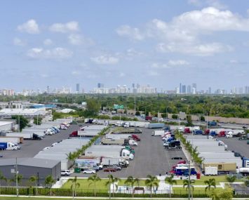 An aerial view of the truck parking lot at 17707 NW Miami Court.