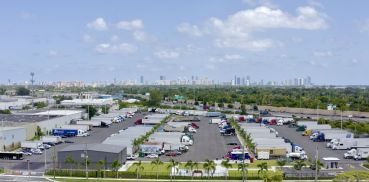 An aerial view of the truck parking lot at 17707 NW Miami Court. 