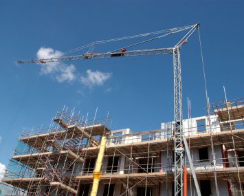 A crane at a construction site.