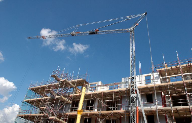 A crane at a construction site.