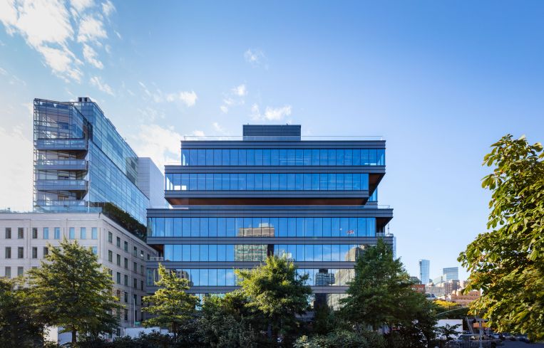 The metal facade is meant to pay tribute to the castiron architecture in Tribeca and Soho.