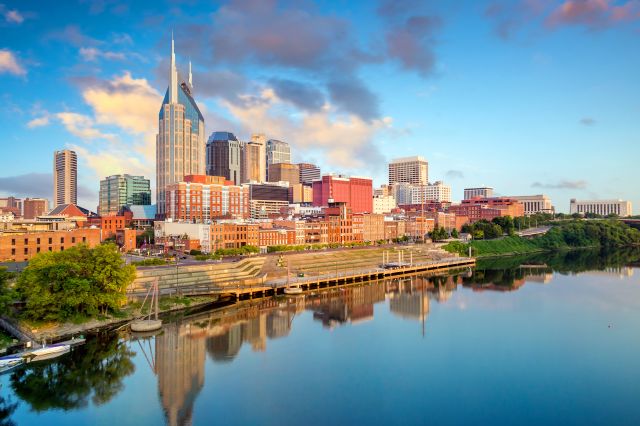 A view of downtown Nashville, Tenn. and the Cumberland River. Nashville's ever-expanding investment prospects have many lenders homed in on its real estate opportunities. 