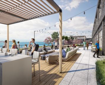 The second floor of The Whale is being renovated into an amenity floor that includes a 10,000-square-foot terrace and an indoor/outdoor conference center.