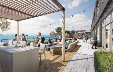 The second floor of The Whale is being renovated into an amenity floor that includes a 10,000-square-foot terrace and an indoor/outdoor conference center.