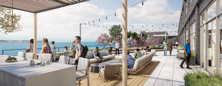 The second floor of The Whale is being renovated into an amenity floor that includes a 10,000-square-foot terrace and an indoor/outdoor conference center.