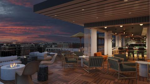 The new rooftop bar and open-air deck space at the Kimpton Banneker Hotel in Washington, D.C.