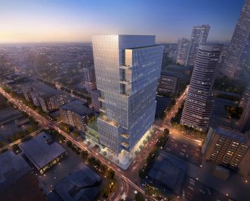 A rendering for the 1900 Lawrence project in Denver that will feature a 30-story office tower.