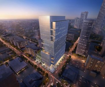 A rendering for the 1900 Lawrence project in Denver that will feature a 30-story office tower. 