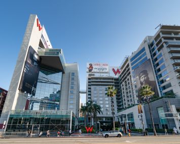 The W is located at 6250 Hollywood Boulevard, surrounded by at least half a dozen landmarks.