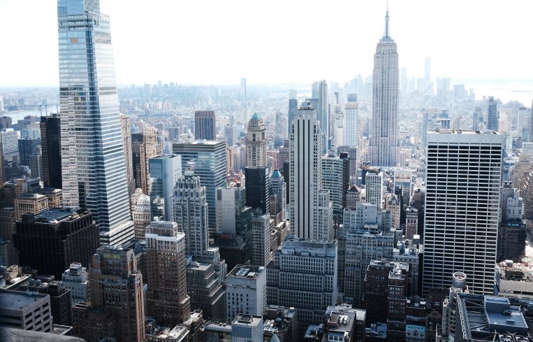 A cluster of tall buildings.