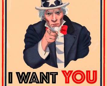 I want you for U.S. Army : nearest recruiting station / James Montgomery Flagg. 1917. Library of Congress..War poster with the famous phrase "I want you for U. S. Army" shows Uncle Sam pointing his finger at the viewer in order to recruit soldiers for the American Army during World War I. The printed phrase "Nearest recruiting station" has a blank space below to add the address for enlisting...http://hdl.loc.gov/loc.pnp/ppmsca.50554