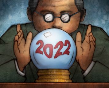 Man looking at crystal ball
