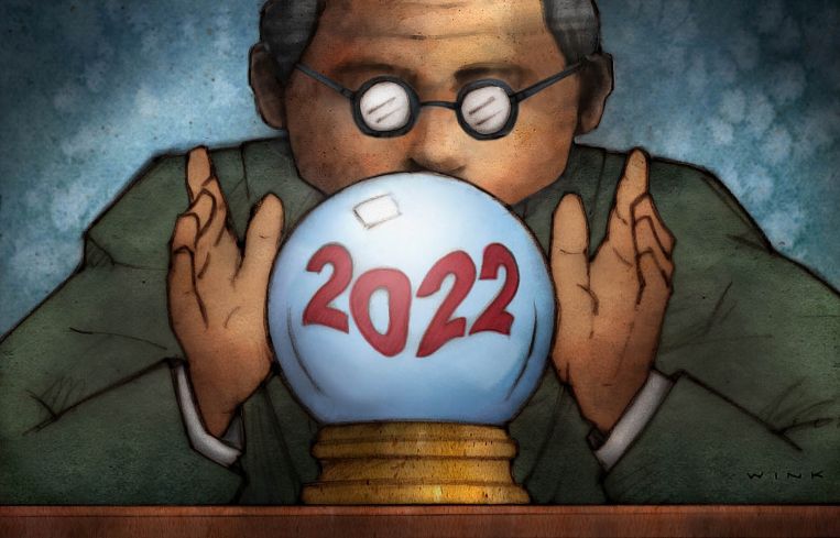 Man looking at crystal ball