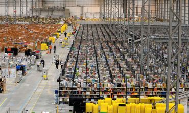A picture shows the Fulfilment Centre for online retail giant Amazon.