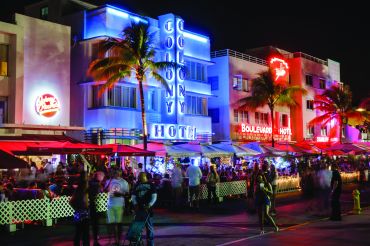 Hotels on New Year's Eve night on Ocean Drive. 