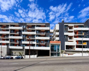 Sora, a recently completed, five-story property at 417 Centinela Avenue.