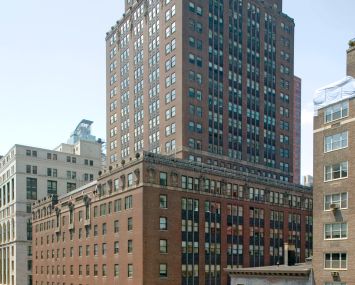 The two-tiered, brown and grey building at 200 Madison Avenue.