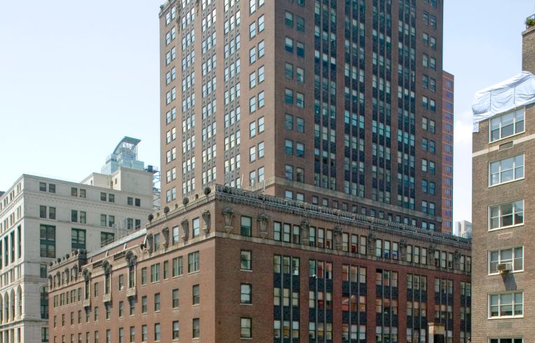 The two-tiered, brown and grey building at 200 Madison Avenue.