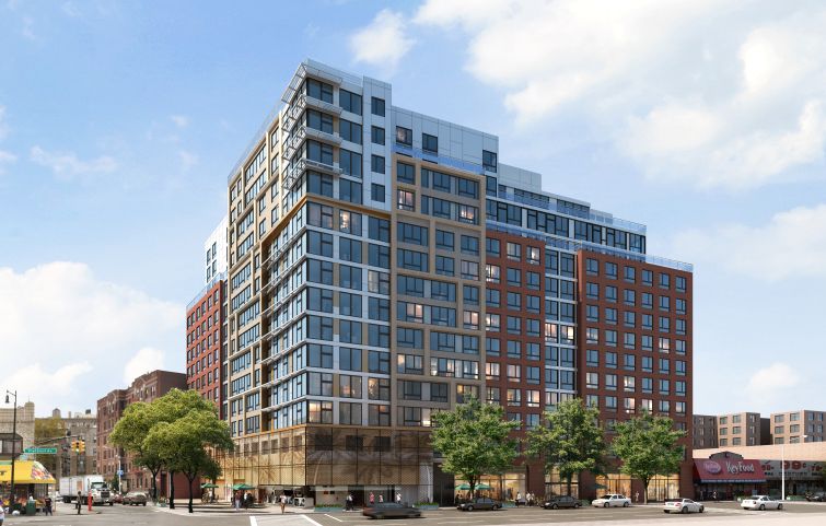 The mixed-use development holding Flatbush Central on the ground floor, the new location for the Caribbean market in Brooklyn.