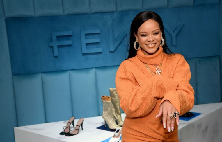 Robyn Rihanna Fenty and Linda Fargo celebrate the launch of FENTY at Bergdorf Goodman at Bergdorf Goodman on Feb. 7, 2020 in New York City.