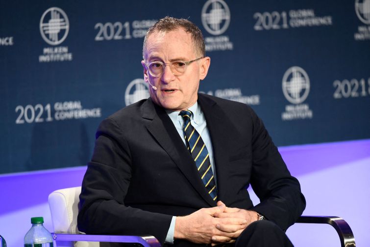 Howard Marks, co-chairman of Oaktree Capital, speaks during the Milken Institute Global Conference on October 19, 2021 in Beverly Hills, California.