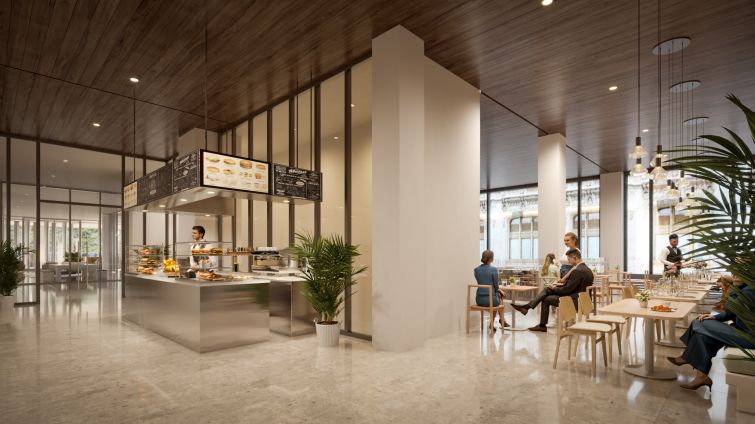 Renovation plans include a second-floor amenity space with a coffee shop, lounges and conference spaces.
