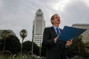 Los Angeles City Attorney Mike Feuer in front of City Hall.