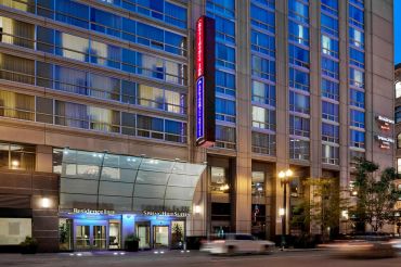A loan for Marriott Chicago River North Hotel (pictured) has been in special servicing since July 2020. 