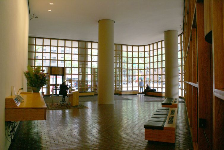 Before photos of the lobby, which was designed by Fox & Fowle, now known as FXCollaborative. 