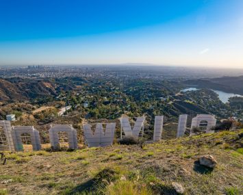 A view of the Hollywood Sign from atop of Mount Lee in Griffith Park. Redwood's 400-unit portfolio spans nine properties in Hollywood, Beverly Hills and Long Beach.