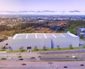 A rendering of the planned College Point Logistics Center.
