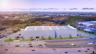A rendering of the planned College Point Logistics Center. 