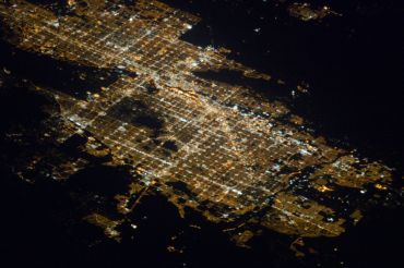 A nocturnal image of the Phoenix-Mesa-Glendale metro area which is acting as a release valve for tight demand in industrial real estate out of the ports of Southern California.