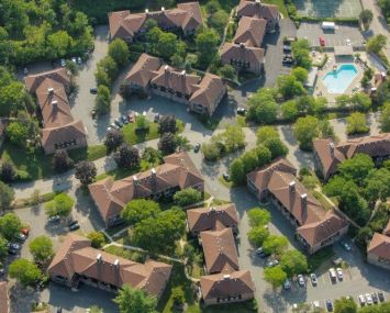 An aerial shot of Everly Roseland in Roseland, N.J.