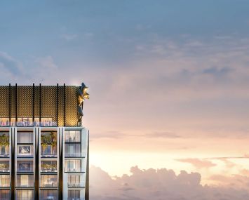 Projections of Major Food Group's proposed tower at 888 Brickell Avenue in Miami.