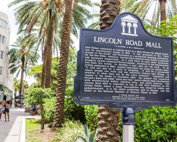 Lincoln Road mall, historic landmark sign.