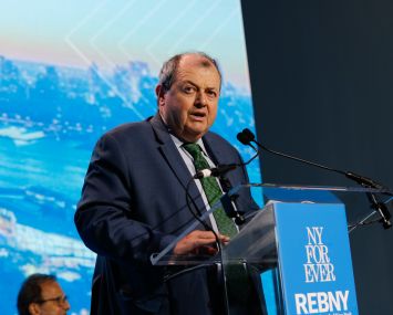 Real Estate Board of New York (REBNY) President James Whelan addresses the crowd at REBNY's 2022 gala.