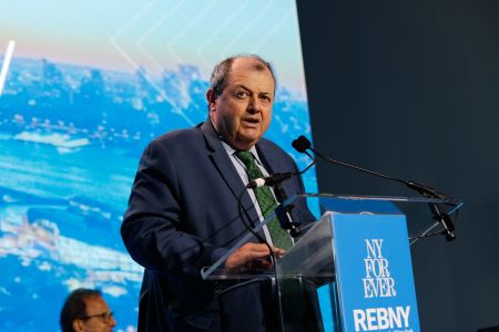 Real Estate Board of New York (REBNY) President James Whelan addresses the crowd at REBNY's 2022 gala.