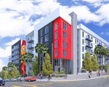 A rendering for Intergulf Development Group's 495 Hartford multifamily project in Los Angles. 