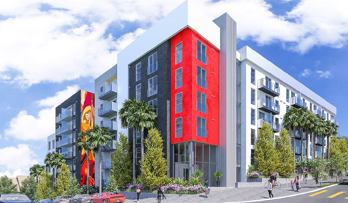 A rendering for Intergulf Development Group's 495 Hartford multifamily project in Los Angles. 