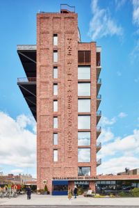 Side of building. Williamsburg Hotel, New York City, United States. Architect: Michaelis Boyd Associates Ltd, 2018. (Photo by: Ed Reeve/View Pictures/Universal Images Group via Getty Images)