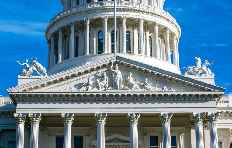 SACRAMENTO, CA - JANUARY 27: The dome and exterior of the State Capitol in Sacramento, California.