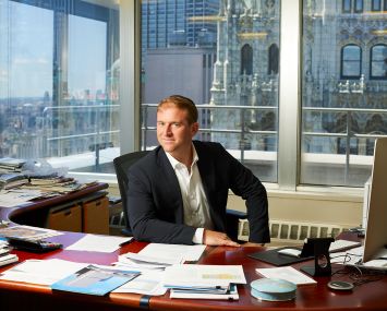 Jonathan Bennett in his office at 250 Broadway.