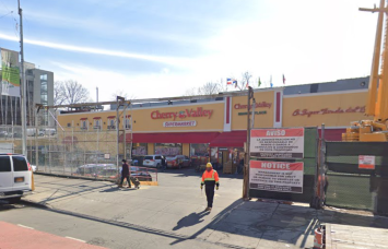 Cherry Valley Marketplace's current location at 2856 Webster Avenue in March with construction underway at the adjacent 410 Bedford Park Boulevard.