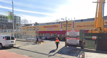 Cherry Valley Marketplace's current location at 2856 Webster Avenue in March with construction underway at the adjacent 410 Bedford Park Boulevard.